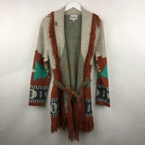 Wrangler Native Aztec Southwest Fringed Sweater Size Large